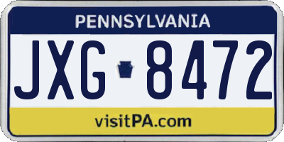 PA license plate JXG8472