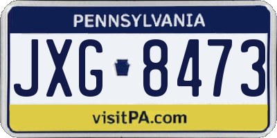 PA license plate JXG8473