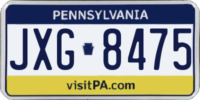 PA license plate JXG8475