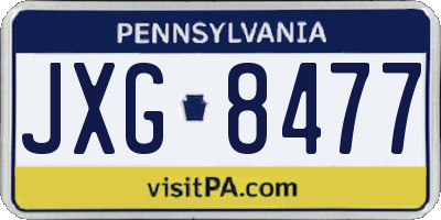 PA license plate JXG8477