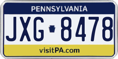 PA license plate JXG8478