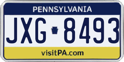 PA license plate JXG8493