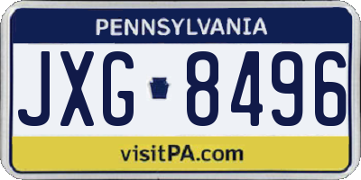 PA license plate JXG8496