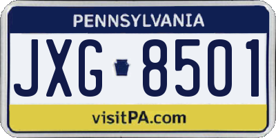 PA license plate JXG8501