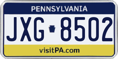 PA license plate JXG8502