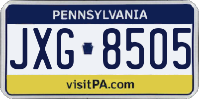 PA license plate JXG8505