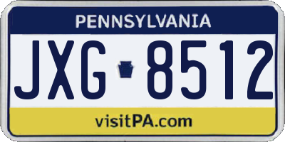 PA license plate JXG8512