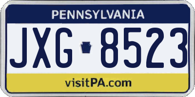 PA license plate JXG8523