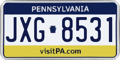 PA license plate JXG8531