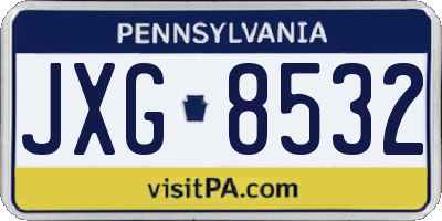 PA license plate JXG8532