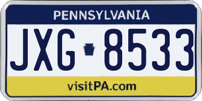 PA license plate JXG8533