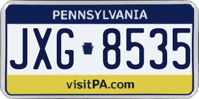PA license plate JXG8535