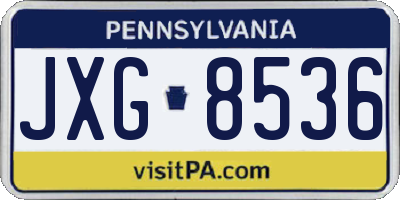 PA license plate JXG8536