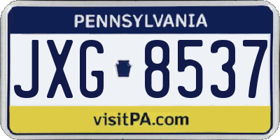 PA license plate JXG8537