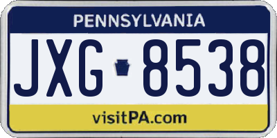 PA license plate JXG8538
