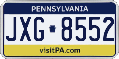 PA license plate JXG8552
