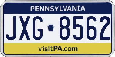 PA license plate JXG8562