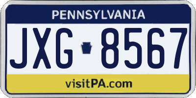 PA license plate JXG8567