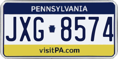 PA license plate JXG8574