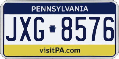 PA license plate JXG8576