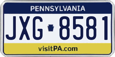 PA license plate JXG8581