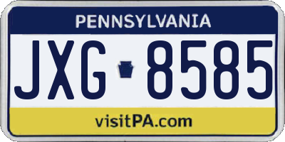 PA license plate JXG8585