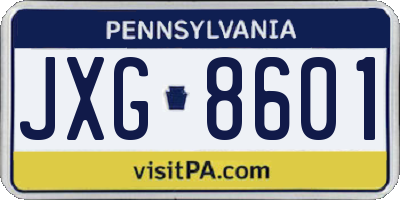 PA license plate JXG8601