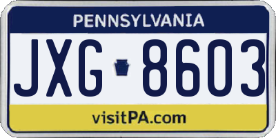 PA license plate JXG8603