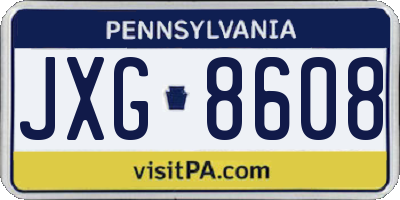 PA license plate JXG8608