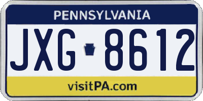 PA license plate JXG8612
