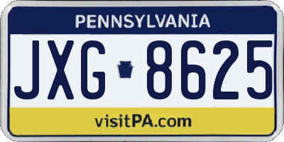 PA license plate JXG8625