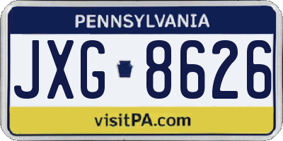 PA license plate JXG8626