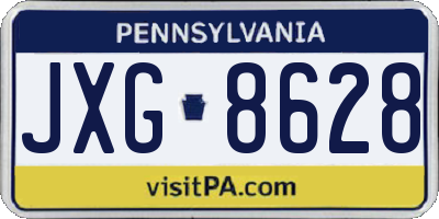 PA license plate JXG8628