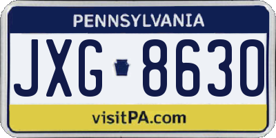 PA license plate JXG8630