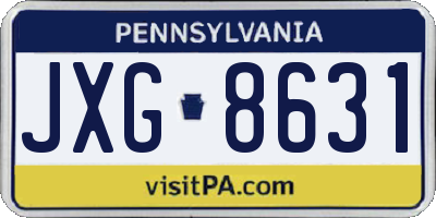 PA license plate JXG8631