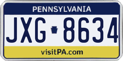 PA license plate JXG8634
