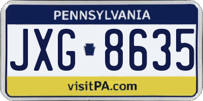 PA license plate JXG8635