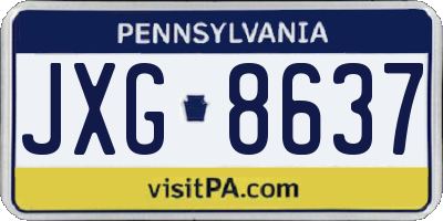 PA license plate JXG8637