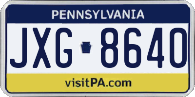 PA license plate JXG8640