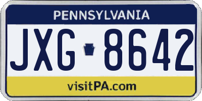 PA license plate JXG8642