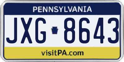 PA license plate JXG8643