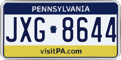 PA license plate JXG8644
