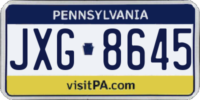 PA license plate JXG8645