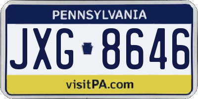 PA license plate JXG8646