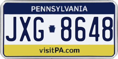 PA license plate JXG8648