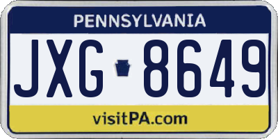 PA license plate JXG8649