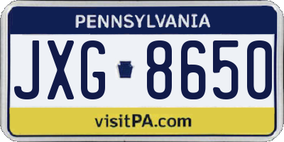 PA license plate JXG8650