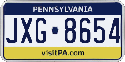 PA license plate JXG8654