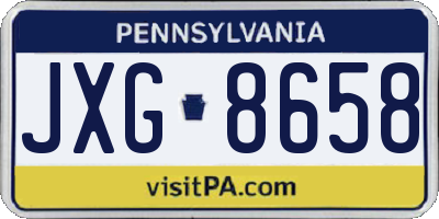 PA license plate JXG8658