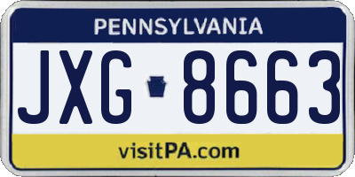 PA license plate JXG8663